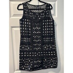 Women’s Kas New York Black Dress Size Medium Sleeveless Mini Shift Mod Coquette